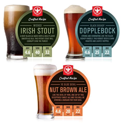 2 Gallon Homebrew Recipe Kit Variety Pack - Irish Stout, Dopplebock, Nut Brown Ale | Beer Brewing Recipes